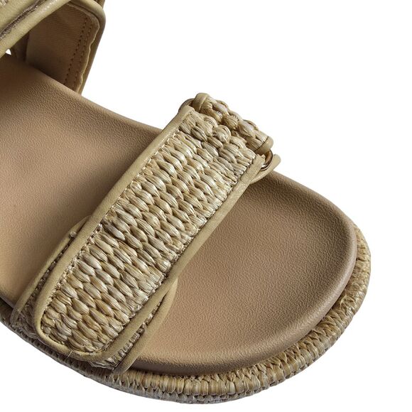 Steve Madden Bigmona Sandals 9 Natural Raffia Beige Woven Platform Vacation Boho - Picture 5 of 13
